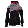 Ladies softshell jacket-hoodie with zipper Barrsa Double Soft Script GREY MELANGE/BLACK