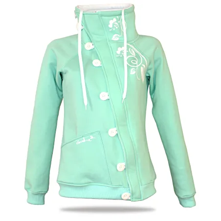 Barsen Grey – Women’s deluxe button down hoodie with a stand-up collar