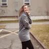 Dlouhá mikina, šedá barva, kapuce