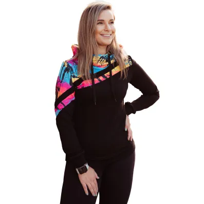 Barrsa Multicolor MULTI 2 Black – Women’s pullover hoodie with a hood