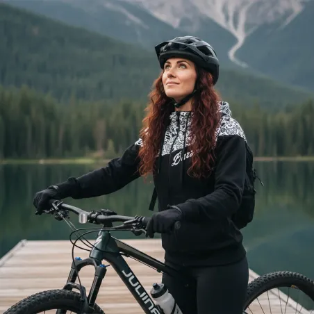 Dámská softshell bundomikina s kapucí na zip Barrsa Double Soft Script Black Folk/Black/White