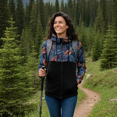 Dámska mikina s kapucňou na zips Barrsa Tropic 1 / Tyrkys