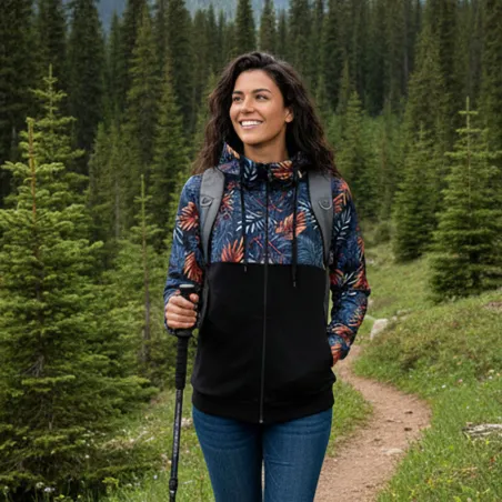 Dámska mikina s kapucňou na zips Barrsa Tropic 1 / Tyrkys