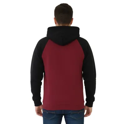 pánská hoodie mikina, černá a vínová, s kapucí, přes hlavu, moderní