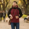 pánská hoodie mikina, černá a vínová, s kapucí, přes hlavu, moderní