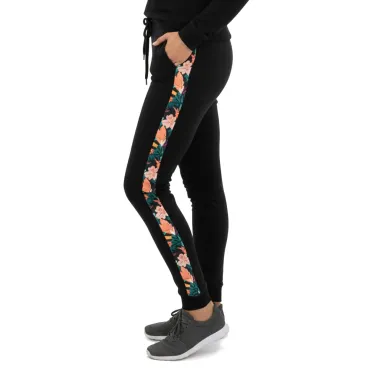 Dámske tepláky s grafickým pruhom - čierne | Slovenská výroba