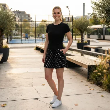 Luxusní dámská sportovní Skort sukně s kraťasy a kapsou na mobil – dots