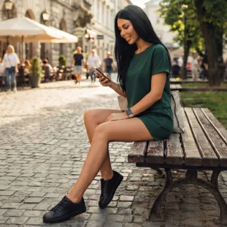 Elegantní puntíkovaný overal s volným střihem a elastickým pasem - Khaki
